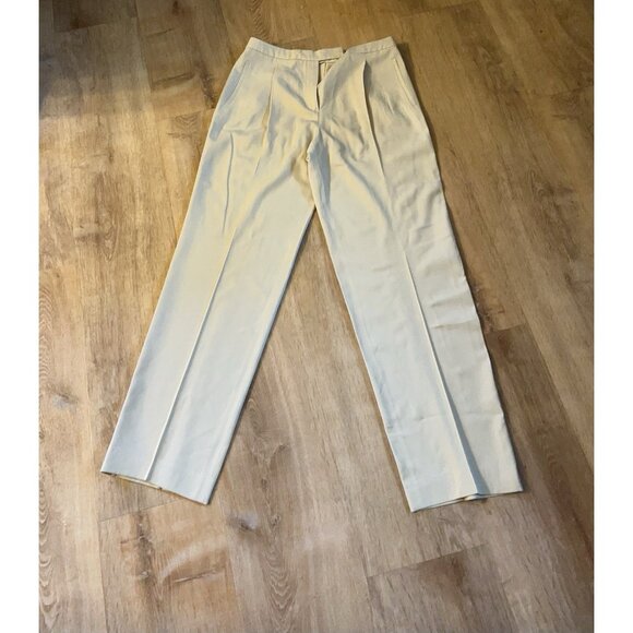 Armani Collezioni Women’s Sz 8 Beige Pleated Front Dress Slacks Made In Italy - Picture 1 of 9